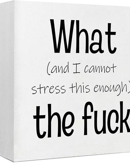 Funny Desk Decor Office Decorations for Work Funny Office Decor What and I Cannot Stress This Enough the Fuck Cool Office Decor Wooden Signs for Home Decor Office Desk Decor Funny Signs (5x5inch) - LeafyLoom