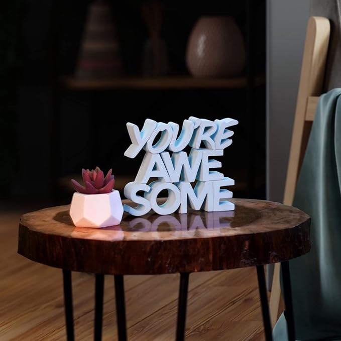 You are Awesome Blue Fancy Showpiece - Creative Home Décor for Kids' Rooms and Study Tables for Students (6.5 x 5.60 inch) - Engineered Wood Decorative Item - LeafyLoom