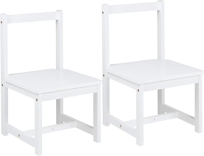 Amazon Basics Solid Wood Kids Activity Chair Set, 23.8-Inch Height - 2-Pack, White - LeafyLoom