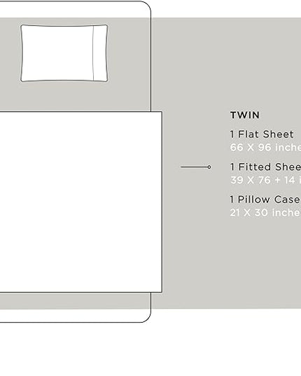 100% Cotton Percale Sheets Twin Size, White, Deep Pocket, 3 Pieces Sheet Set - 1 Flat, 1 Deep Pocket Fitted Sheet and 1 Pillowcase, Crisp Cool and Strong Bed Linen - LeafyLoom