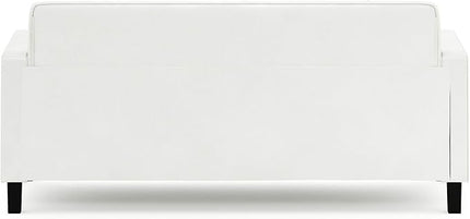 Furinno Brive Contemporary Tufted Faux Leather 3-Seater Sofa Couch for Living Room, White Faux Leather - LeafyLoom