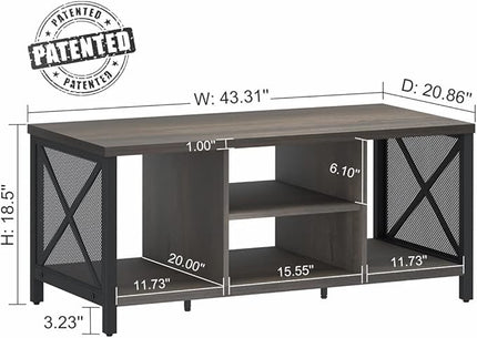 FATORRI Rustic Coffee Table for Living Room, Farmhouse Dark Wood Center Table, Industrial Rectangle Cocktail Tea Tables (Walnut Brown) - LeafyLoom