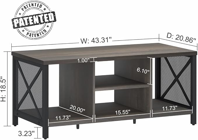 FATORRI Rustic Coffee Table for Living Room, Farmhouse Dark Wood Center Table, Industrial Rectangle Cocktail Tea Tables (Walnut Brown) - LeafyLoom