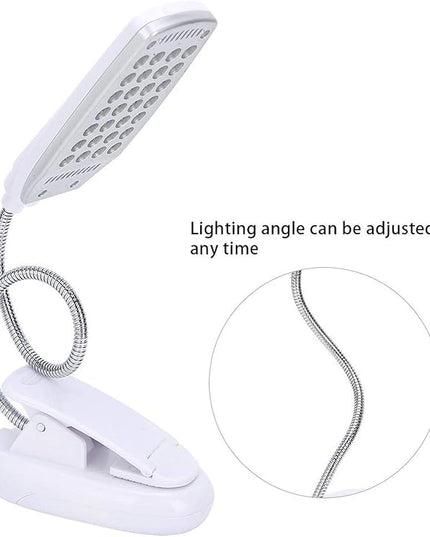 Haofy 6W Desk Lamp 28 LED Clip on Reading Light Clamp Book Light 360 Degree Rotating Table Desk Lamp Eye-Care Lamp Bedside Reading Light USB Rechargeable/Battery - LeafyLoom