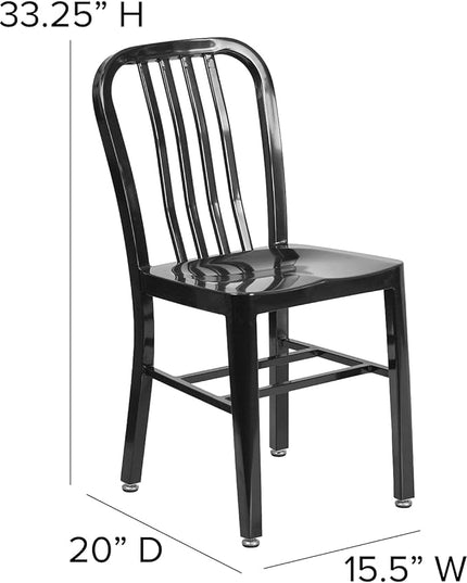 Flash Furniture Commercial Grade Black Metal Indoor-Outdoor Chair - LeafyLoom