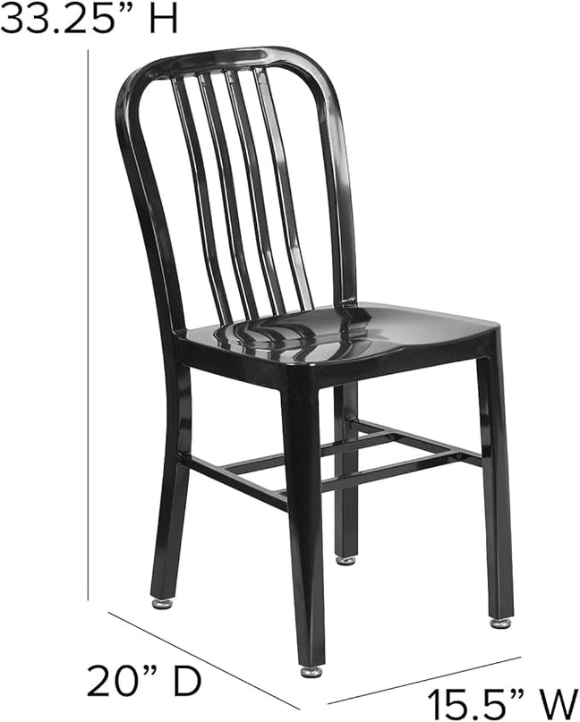Flash Furniture Commercial Grade Black Metal Indoor-Outdoor Chair - LeafyLoom