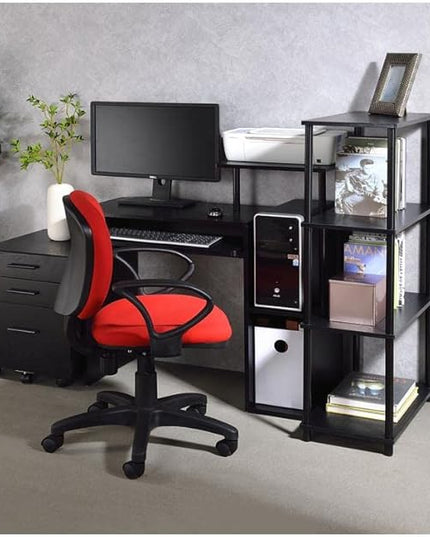 Acme Lyphre Wooden Rectangle Top Computer Desk with Keyboard Tray in Black - LeafyLoom