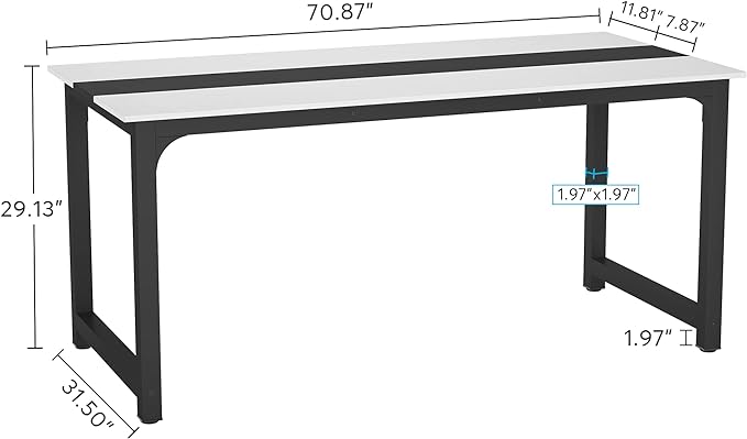 Tribesigns Modern Computer Desk, 70.8 x 31.5 inch Large Office Desk Computer Table Study Writing Desk Workstation for Home Office, Conference Room - LeafyLoom