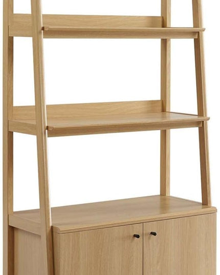 Modway 33" Bookshelf Display Case in Oak - LeafyLoom