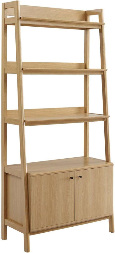 Modway 33" Bookshelf Display Case in Oak - LeafyLoom