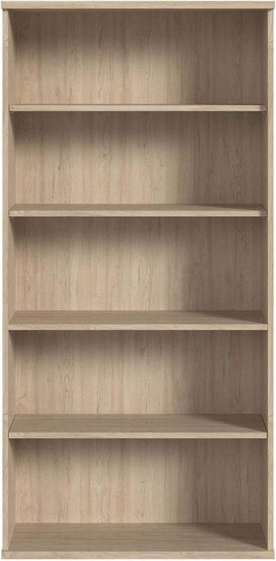 Bush Business Furniture Studio C Tall 5 Shelf Bookcase in Natural Elm, Large Bookshelf for Home or Professional Office - LeafyLoom