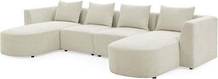117" U-Shape Sectional Single Seats and Two Chaises, Modular Sofa, DIY Combination, Loop Yarn Fabric for Living Room, Apartment, 117inch, Beige - LeafyLoom