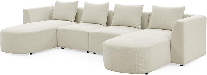 117" U-Shape Sectional Single Seats and Two Chaises, Modular Sofa, DIY Combination, Loop Yarn Fabric for Living Room, Apartment, 117inch, Beige - LeafyLoom
