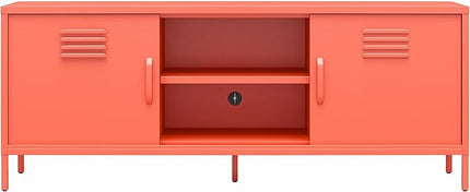 Novogratz Cache Metal Locker-Style TV Stand for TVs up to 65", Orange - LeafyLoom