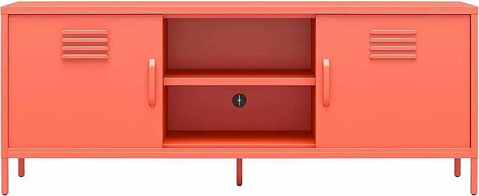 Novogratz Cache Metal Locker-Style TV Stand for TVs up to 65", Orange - LeafyLoom