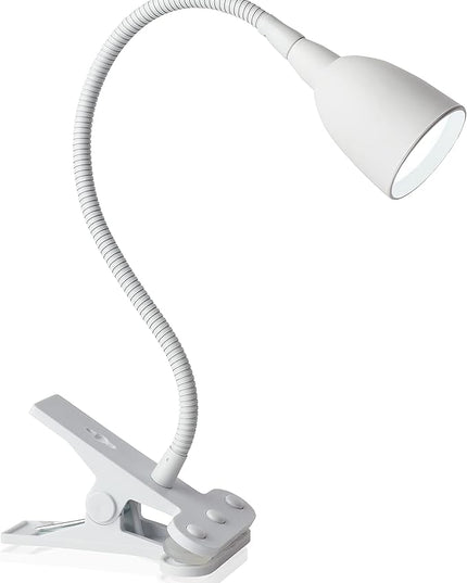 Newhouse Lighting NHCLP-OL-WH Olivia LED Clamp Light Desk Lamp with Flexible Gooseneck, 3 Brightness Levels & 3 Color Modes, White - LeafyLoom