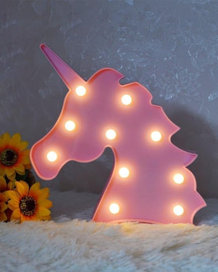 Unicorn LED Night Lamp Decorative Marquee Signs Battery Operated Light for Party Supplies -Wall Decoration for Living Room,Bedroom(Pink Unicorn Head) - LeafyLoom