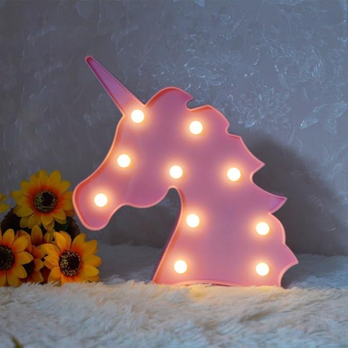 Unicorn LED Night Lamp Decorative Marquee Signs Battery Operated Light for Party Supplies -Wall Decoration for Living Room,Bedroom(Pink Unicorn Head) - LeafyLoom