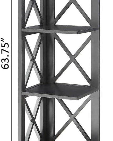 Convenience Concepts Oxford 5 Tier Corner Bookcase, Black - LeafyLoom