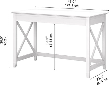 Bush Furniture Key West 48W Writing Desk in Pure White Oak - LeafyLoom