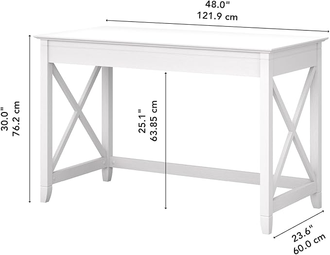 Bush Furniture Key West 48W Writing Desk in Pure White Oak - LeafyLoom