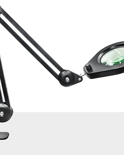Magnifying Lamp, 10X Illuminated Magnifier Lamp with Internal Spring Swing Arm and Desk Edge Clamp - LeafyLoom