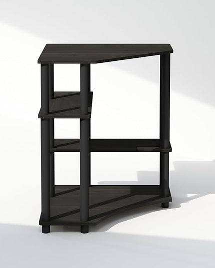 Furinno Turn-N-Tube Multipurpose Corner Shelf, Display Rack, Bookshelf, Espresso/Black - LeafyLoom