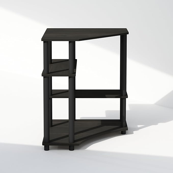 Furinno Turn-N-Tube Multipurpose Corner Shelf, Display Rack, Bookshelf, Espresso/Black - LeafyLoom