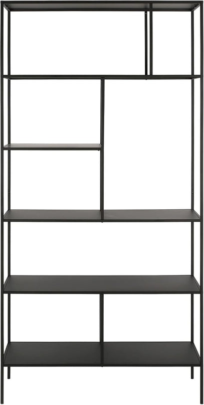 Henn&Hart 72" Tall Rectangular Bookcase in Blackened Bronze, Table for Living Room, Bedroom - LeafyLoom