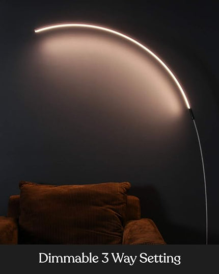 Brightech Sparq Arc Floor Lamp, Ultra Bright Lamp for Living Rooms & Offices – 3-Way Dimmable Smart, Tall Contemporary Standing Lamp for Reading in Bedrooms - Black - LeafyLoom