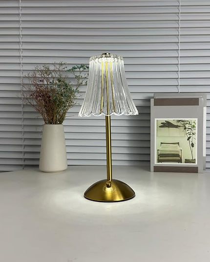 Cordless Metal Desk Lamp, Touch Sensor Control LED Table Lamp,3 Color Stepless Dimmable Battery Powered Lamp,Night Light for Kids Nursery,Bedroom/Desk/Cafe (Light Gold) - LeafyLoom