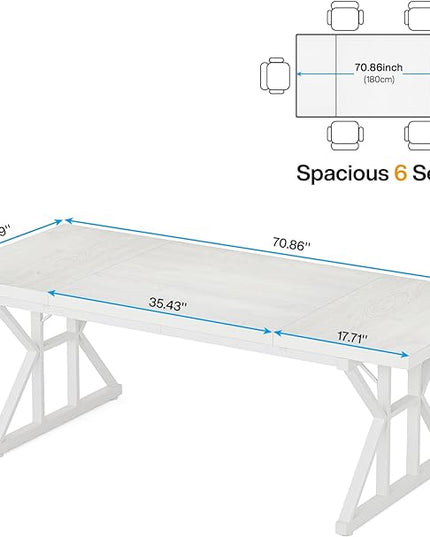 Tribesigns 70.8-Inch Executive Desk, Large Computer Office Desk Workstation, Modern Simple Style Laptop Desk Study Writing Table Business Furniture for Home Office (White, 70.8 Inch) - LeafyLoom