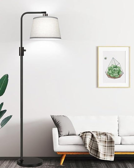 【Upgraded】 Dimmable Floor Lamp, 1000 Lumens LED Edison Bulb Included, Arc Floor Lamps for Living Room Modern Standing Lamp with Gray Shade, Tall Lamps for Living Room Bedroom Office Dining Room - LeafyLoom