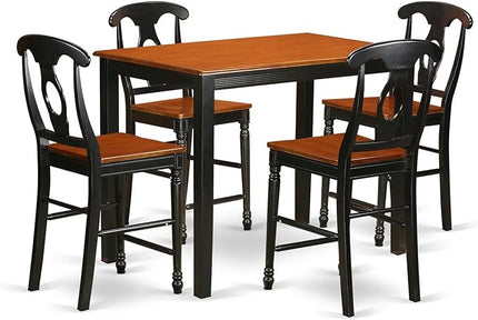East West Furniture YAKE5-BLK-W 5 Piece Kitchen Counter Set Includes a Rectangle Dining Table and 4 Dining Room Chairs, 30x48 Inch, Black & Cherry - LeafyLoom