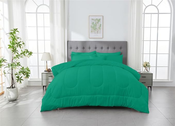 3 Piece Solid Color All Season Bedding Comforter Set Microfiber Soft Lightweight Bedding Set for Kids Teens Adults Room Decor with 1 Comforter and 2 Pillowcases Full - LeafyLoom
