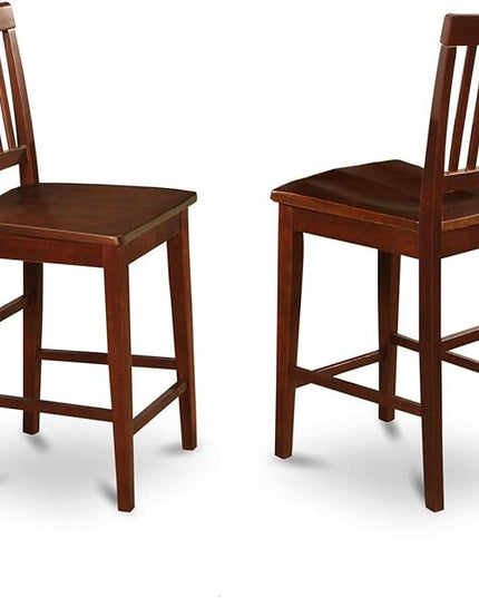 East West Furniture EDVN5-MAH-W Eden 5 Piece Kitchen Counter Height Set Includes a Round Pub Table with Pedestal and 4 Dining Room Chairs, 30x30 Inch - LeafyLoom
