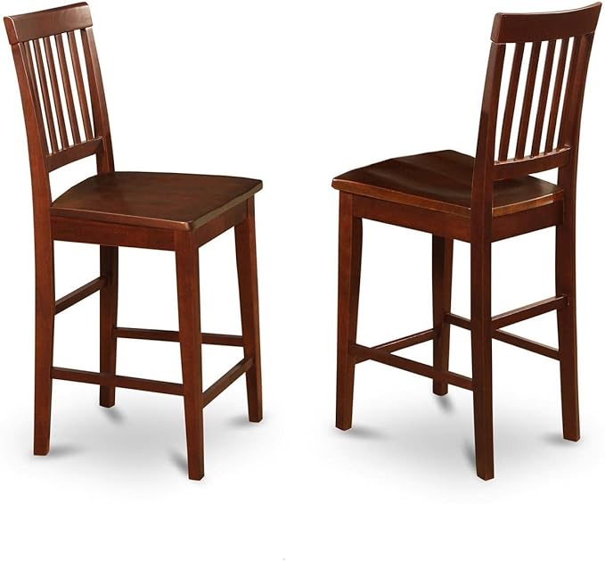 East West Furniture EDVN5-MAH-W Eden 5 Piece Kitchen Counter Height Set Includes a Round Pub Table with Pedestal and 4 Dining Room Chairs, 30x30 Inch - LeafyLoom