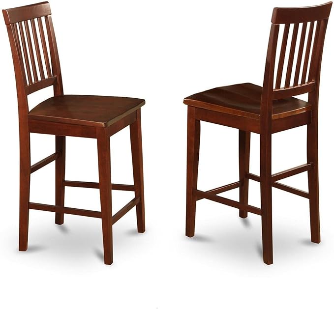 East West Furniture VERN3-MAH-W Vernon 3 Piece Counter Height Set for Small Spaces Contains a Square Kitchen Table and 2 Dining Room Chairs, 36x36 Inch - LeafyLoom