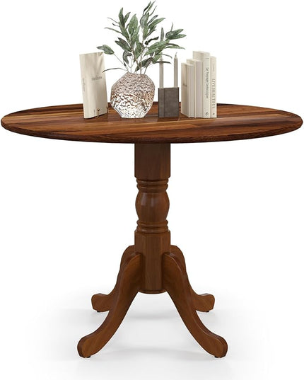 Round Dining Table, All Walnut - LeafyLoom
