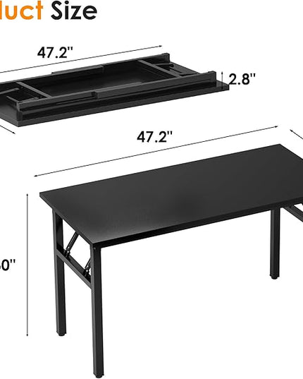 Need Computer Desk Office Desk 47 inches Folding Table with BIFMA Certification Computer Table Workstation No Install Needed, Black Brown - LeafyLoom