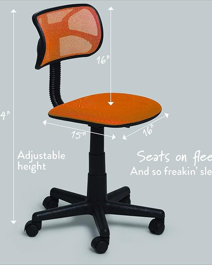 Swivel Mesh Chair, Orange 23D x 12W x 35H in - LeafyLoom