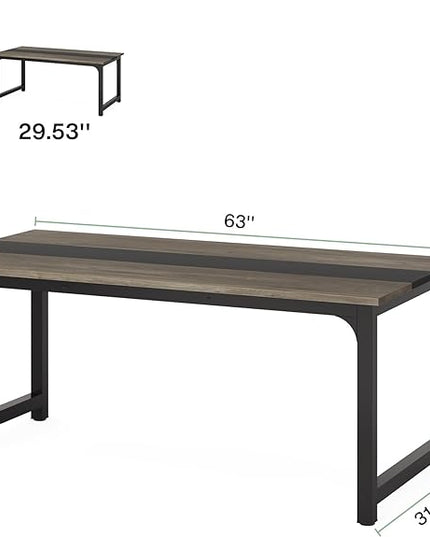 Tribesigns Modern Computer Desk, 63 x 31.5 inch Large Office Desk Computer Table Study Writing Desk Workstation for Home Office, Grey/Black - LeafyLoom