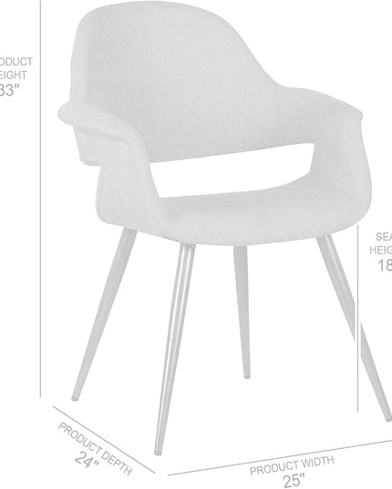 Armen Living Phoebe Mid-Century Modern Fabric Upholstered Dining Chair for Kitchen Table Office Desk Vanity, 24D x 25W x 33H Inch, Orange - LeafyLoom