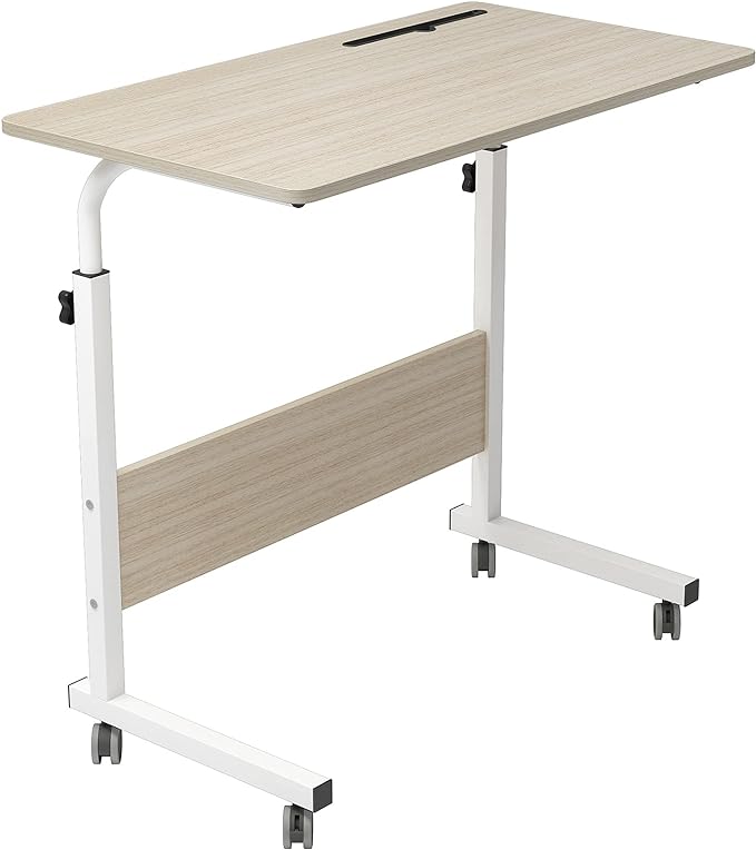 SogesGame Side Table with Wheels,Snack Side Table with Castors Mobile End Table Easy to Assemble for Laptop (Maple) - LeafyLoom