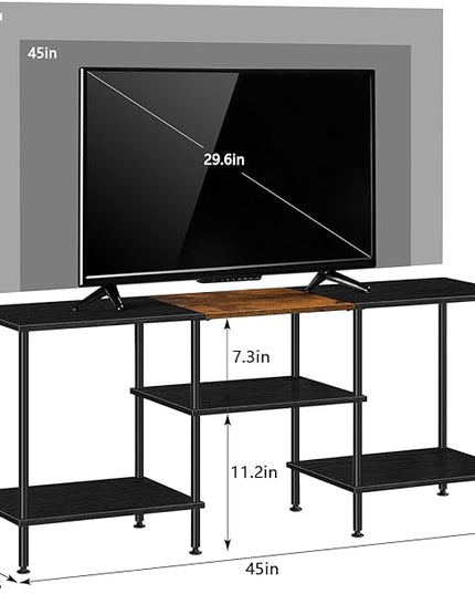 50 Inch TV Stands for Living Room Black Entertainment Center with Storage for 50 43 40 32 Inch TV Console Table for Bedroom Office - LeafyLoom