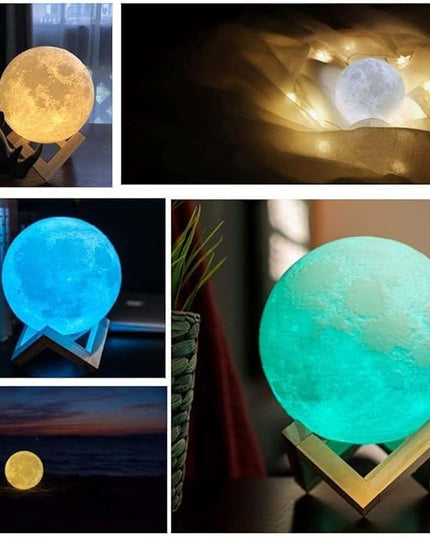 CPLA Moon Lamp 2024 Upgrade 6inch 128 Colors, Kids Room Decor Home Decor- 3D Printing Moon Night Light for Kids Adults- Gifts for Girls Boys Men Women Birthday- Wooden Stand & Remote/Touch Control - LeafyLoom