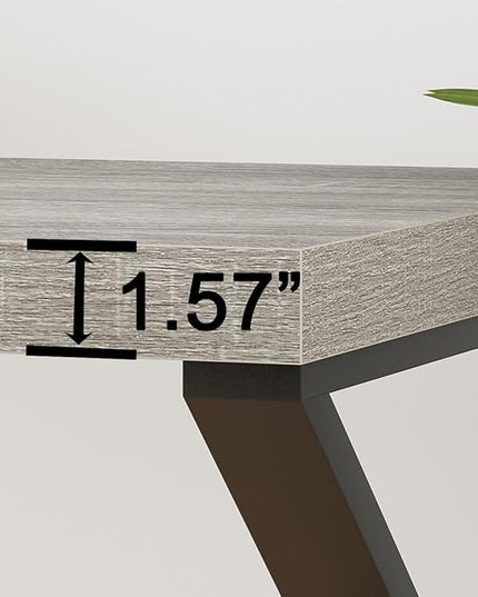 HSH Large Computer Desk, Industrial Metal Wood Gray Home Office Desk, Modern Long Work Study Writing Gaming Table, Student Simple PC Laptop Desk for Bedroom Living Room, Light Grey Oak, 60 Inch - LeafyLoom