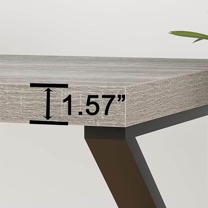 HSH Large Computer Desk, Industrial Metal Wood Gray Home Office Desk, Modern Long Work Study Writing Gaming Table, Student Simple PC Laptop Desk for Bedroom Living Room, Light Grey Oak, 60 Inch - LeafyLoom