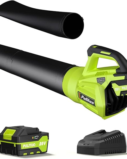 Leaf Blower 20V Leaf Blower Cordless with 4.0Ah Battery and Charger, High Power 400 CFM Electric Leaf Blower, Lightweight Handheld Cordless Blower for Lawn Care Yard Patio Garden Leaves Snow (Green) - LeafyLoom