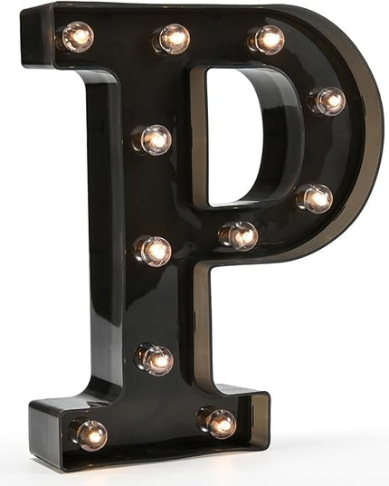 Light Up Black Alphabet Marquee Letters Sign LED Marquee Number Lights Sign for Night Light Home Bar Christmas Lamp Birthday Party Wedding Decoration P - LeafyLoom
